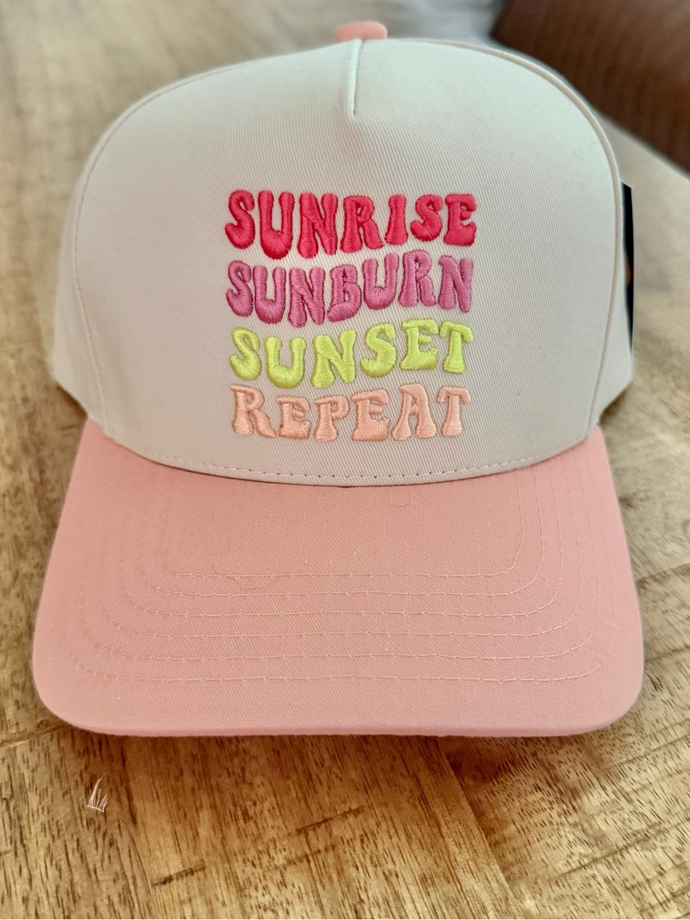 Women’s C.C. two-tone baseball cap  "Sunrise Sunburn Sunset Repeat" NWT